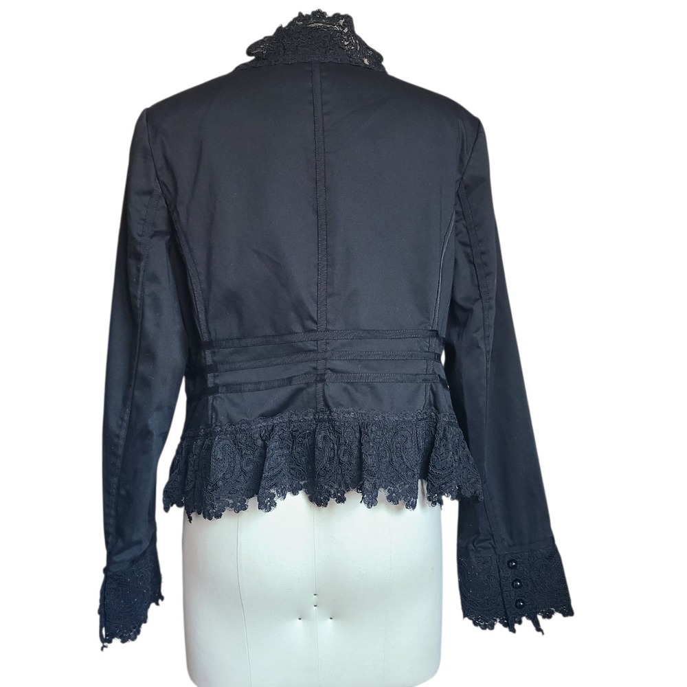 WHBM Black Lace Trim Victorian Goth Steampunk Witchy Jacket Womens Sz 14‎ - Picture 4 of 8